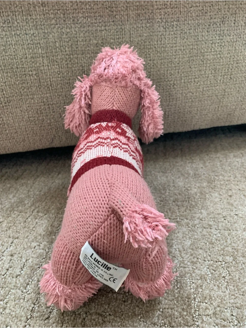 Vintage Russ Berrie Pink Poodle Dog Stuffed Amimal